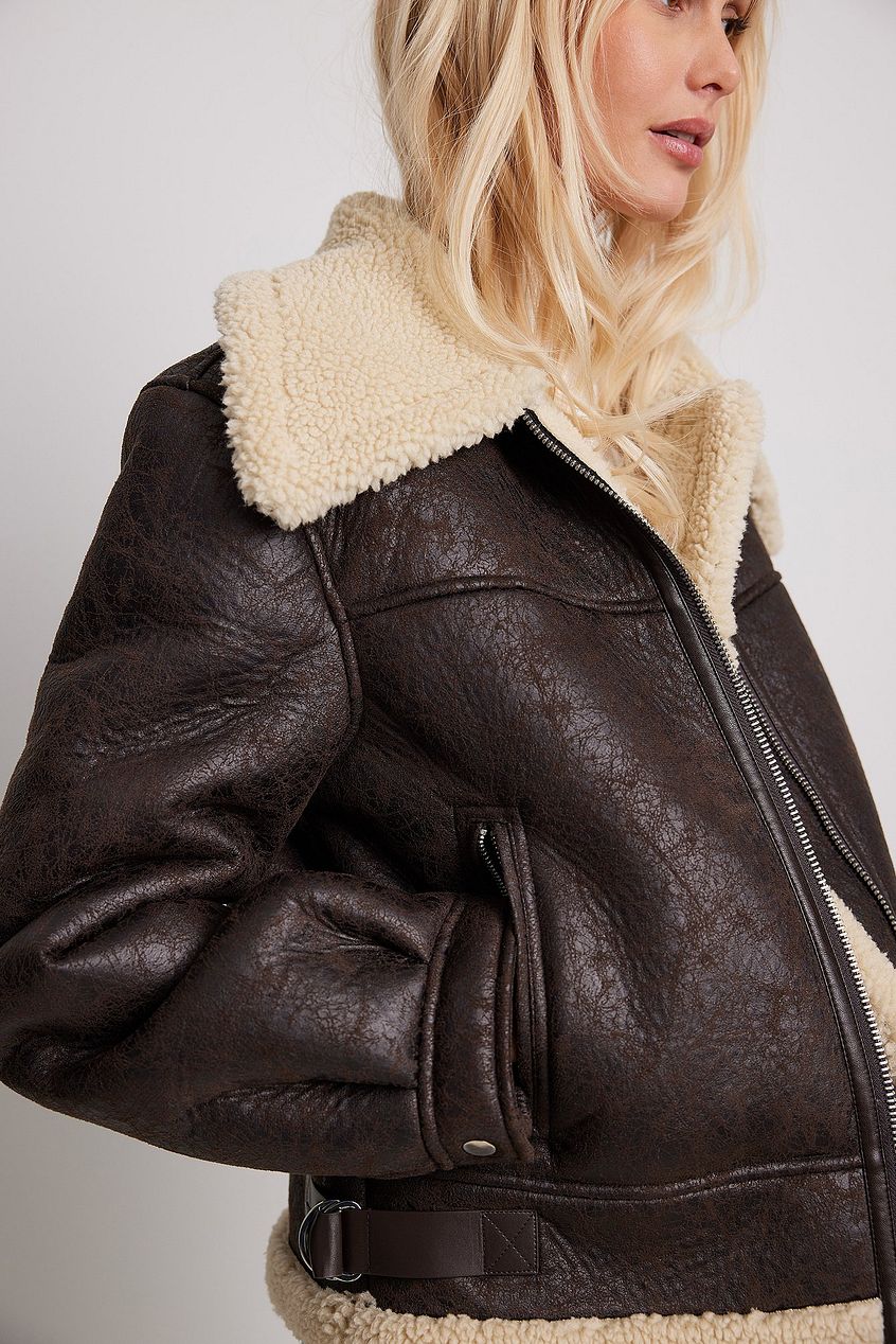 Rae Veste Aviateur Femme Marron Foncé