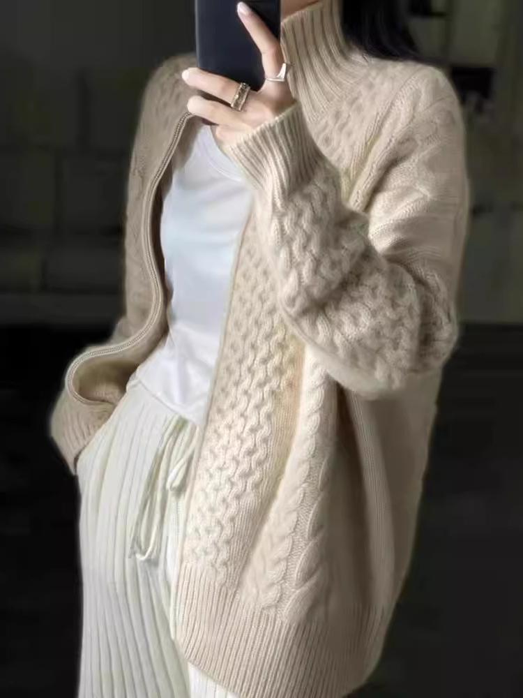 Adeline Gilet Zippé Femme à Col Roulé