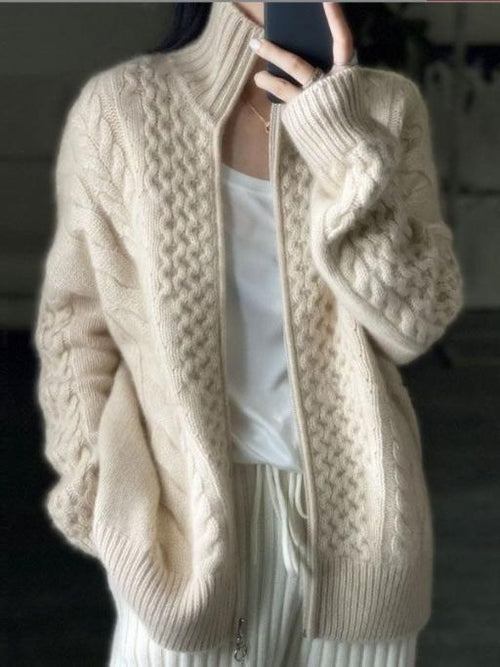 Adeline Gilet Zippé Femme à Col Roulé