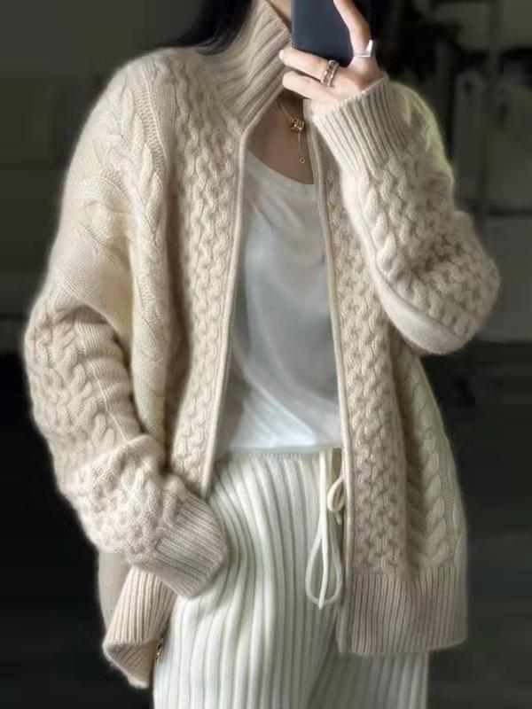 Adeline Gilet Zippé Femme à Col Roulé