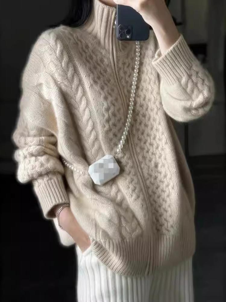 Adeline Gilet Zippé Femme à Col Roulé