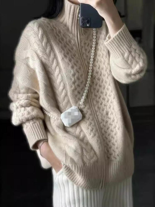 Adeline Gilet Zippé Femme à Col Roulé